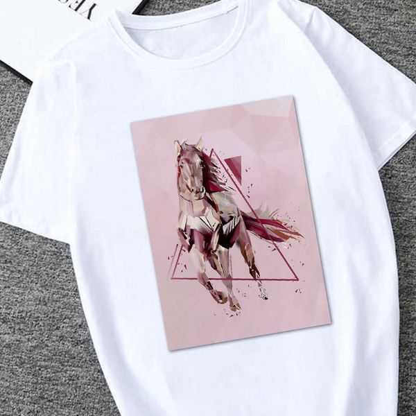 

women's t-shirt harajuku summer white wowen abstract animal image print tshirt casual short sleeve 0-collar streetwear