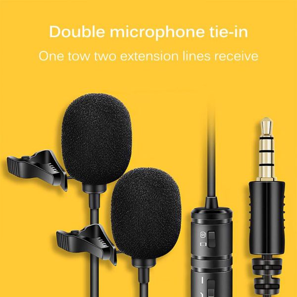 

microphone 4m clip-on lavalier professional portable mini audio 3.5mm collar condenser lapel mic for camera camcorder recorder microphones