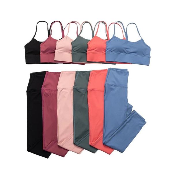 

yoga outfit set women female high wist pantspush up leggings fitness gym clothing tights sports suit bras workout skims