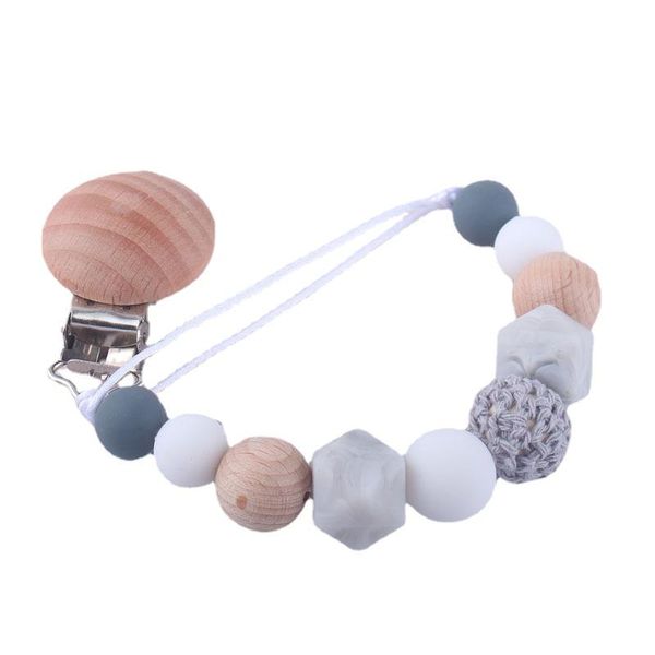 

pacifiers# safety wooden baby infant toddler dummy pacifier silicone soother nipple clip chain holder strap chew toy for