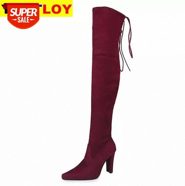 

2020 winter new fashionlarge size long women's boots were thin high-heeled thick suede over-the-knee women short plush 02 #no0p