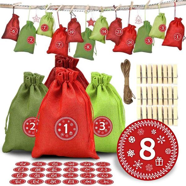 

christmas decorations advent calendar set 24 filling fabric gift bags with number labels for diy decor ne