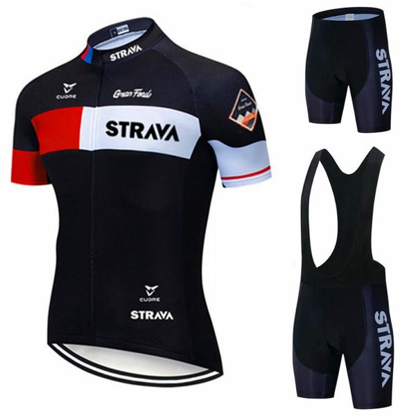 

racing sets 2021 team strava cycling jerseys bike wear clothes quick-dry bib gel clothing ropa ciclismo uniformes maillot sport, Black;blue