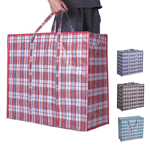 

storage bags woven pp bag, camping down jacket student dormitory duffle bag