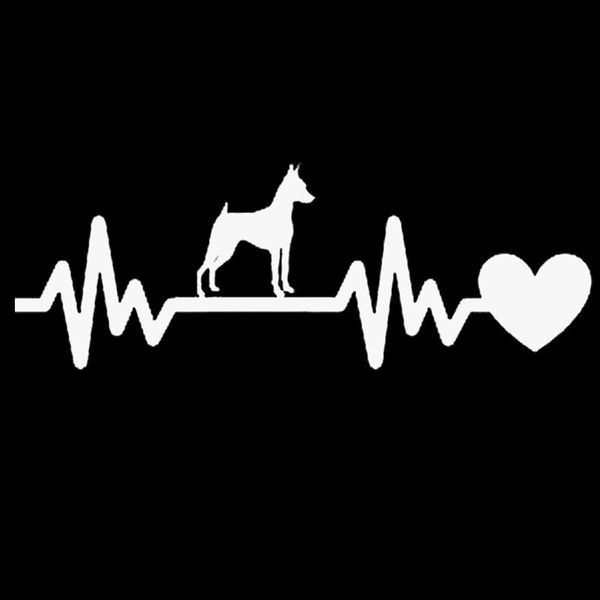 

19*6.8cm pinscher dog heartbeat lifeline vinyl decal creative car stickers car styling truck accessories