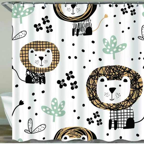 

shower curtain,seamless pattern in scandinavian style with cute lion,waterproof bath curtains polyester decorative shower