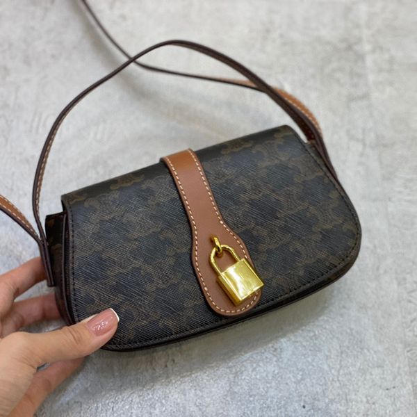 

75% off luxury handbag 2021 new triumphal armpit versatile mini fashion one shoulder messenger bag old flower leather lock bag 2kqc