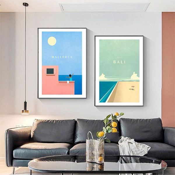 

paintings nordic abstract landscape posters and prints cartoon canvas painting bali mallorca art pictures for livingroom decor on the wall