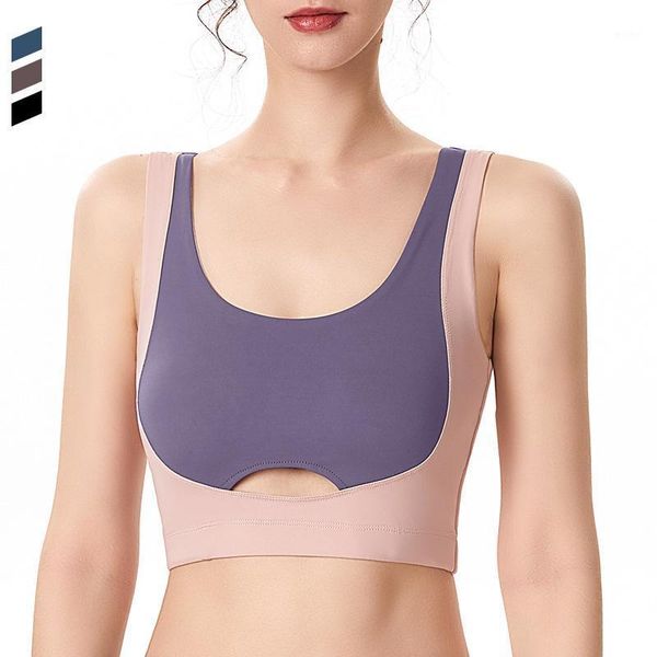 

contrast color sports bra for women yoga cropped fitness running vest workout clothes with detachable chest pad xl outfit