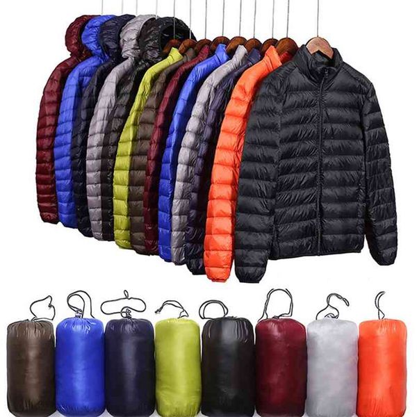 

winter jacket men parkas white duck down coat male keep warm lightweight puffer windbreaker plus size m-6xl 210910, Black