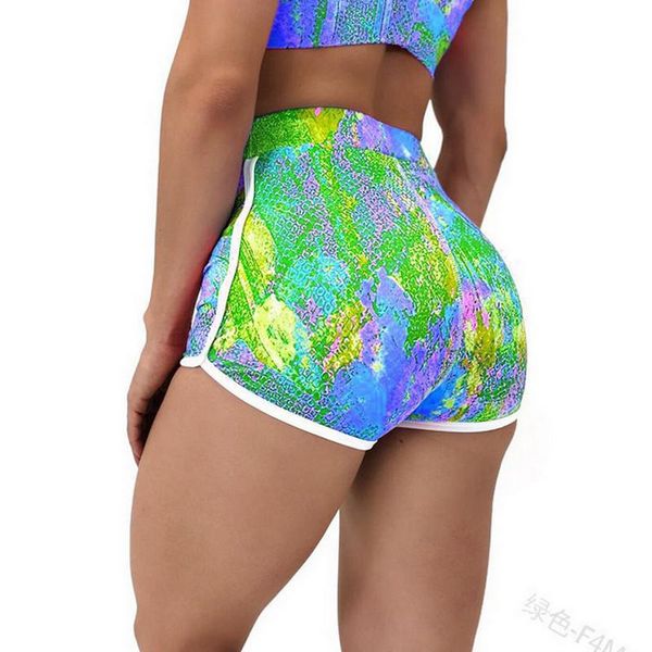 

shorts women sports outdoor fashion eleastic high waist tie-dye printed short pants slim casual tracksuit summer women's, White;black