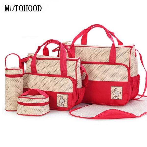 MOTOHOOD 39 * 28.5 * 17CM 5 pezzi borsa per pannolini per bambini adatta per portabottiglie mamma madre mummia passeggino maternità borse per pannolini set 220222