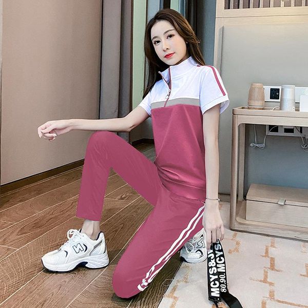 

women's two piece pants patchwork side stripe tracksuit women casual thin loose jogger sets plus size 4xl tracksuits sweat suits outfit, White