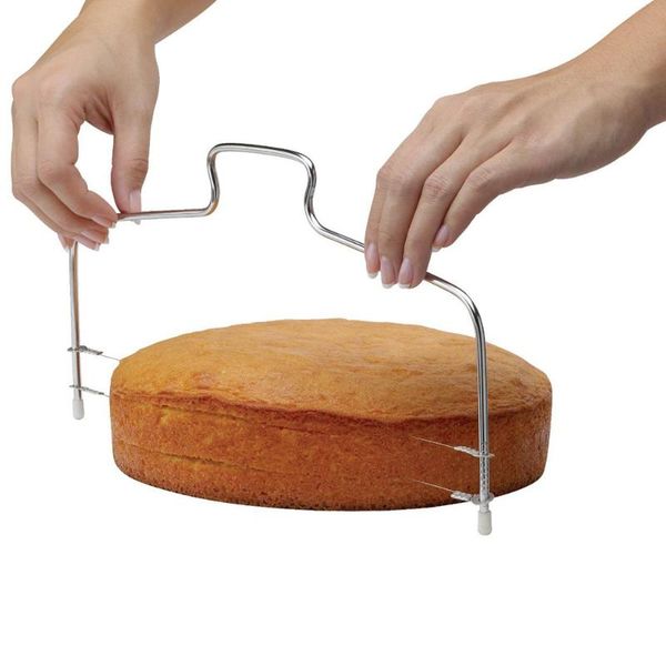 

1pc adjustable wire cake slicer leveler stainless steel pizza dough cutter trimmer kitchen accessories layer cakes baking tools & pastry