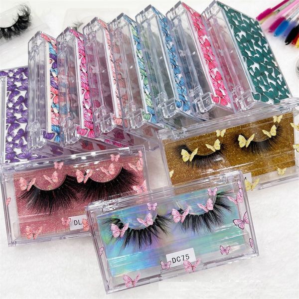 Acryl Schmetterlinge Wimpern Box 25mm Wimpern Verpackung Container Leere Wimpern Fällen Für Make-up-Tools