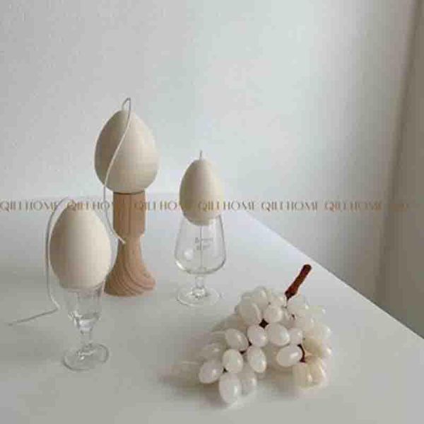 

candles egg modeling minimalist white candle soy wax round nordic home furnishings gifts wooden candlestick