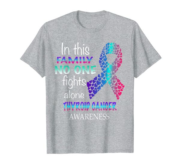 

in this family no one fights thyroid cancer alone shirt, White;black
