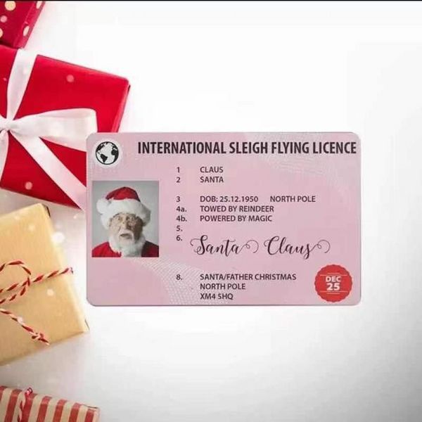 Рождественский подарок Санта-поздравительные открытки 86 * 54 мм Санта-Клаус Смешная водительская лицензия