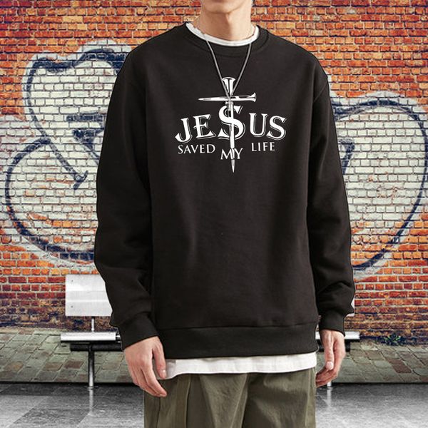 

new with hoodls sweater men's cross letter printed sweater long sve, Black