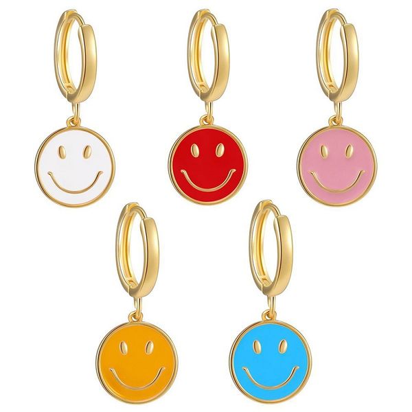 

cute smile dangle earrings for women girls 18k gold plated multicolour face chandelier earring fashion jewelry, Silver