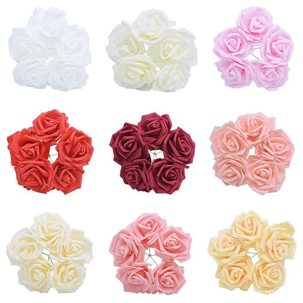 

decorative flowers & wreaths 30pcs 8cm foam rose artificial heads diy bride bouquet floral wedding party decoration supplies flower with ste