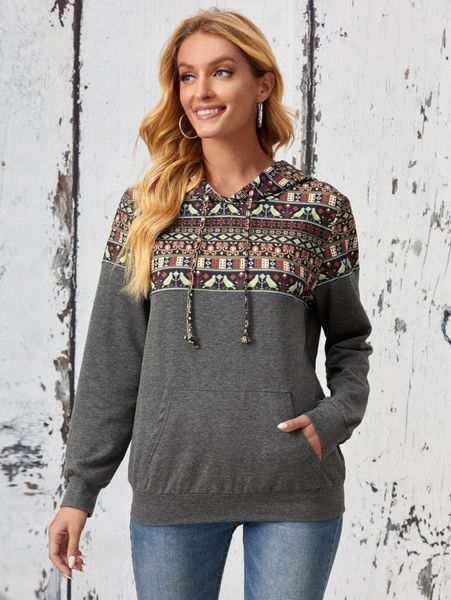 

emery rose geo graphic kangaroo pocket drawstring hoodie a2aj#, White;black