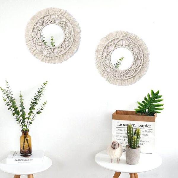 

mirrors 2 styles bohemian wall decor mirror hand made makeup macrame tapestry boho decorative for bedroom livingroom