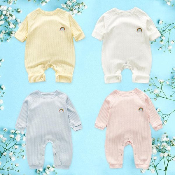 

jumpsuits 2021 sell born infant baby rompers boys girls solid rainbow keep warm romper jumpsuit casual soft autumn, Blue