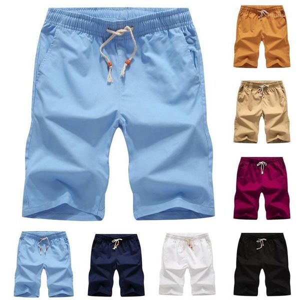 

men's shorts 5xl summer casual men plus size solid color linen drawstring fifth pants beach male clothing, White;black