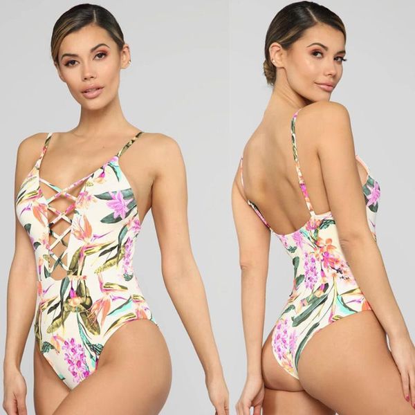 

one-piece swimsuit european and american printed hollow slim bikini ladies high elastic dn-3071 women's swimwear, White;black