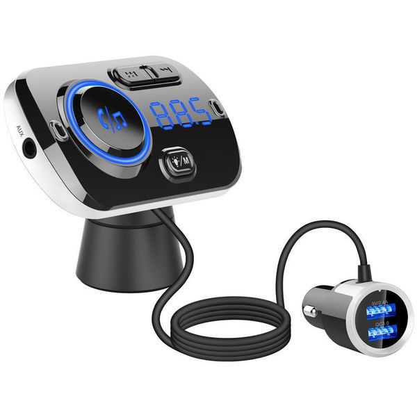 

2021 bluetooth car mp3 player wireless car charger usb hands calling fm led display car kit support 2 phone connection