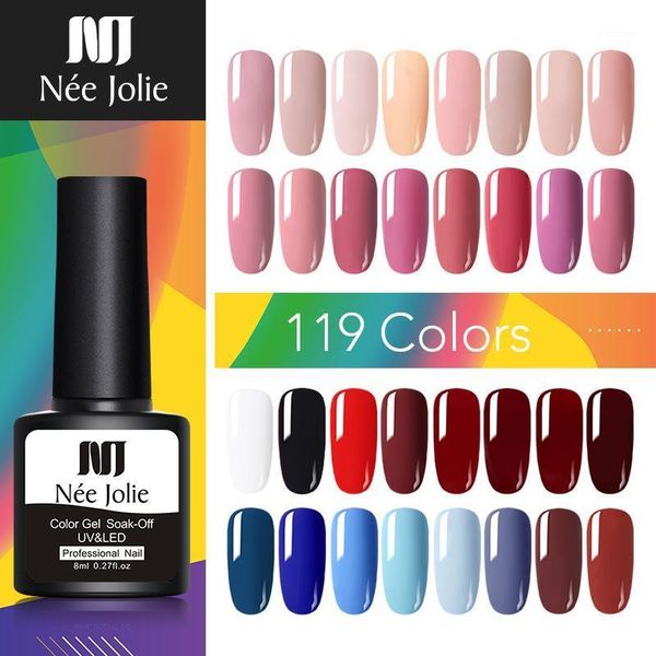 

jolie uv gel nail polish set glitter nude pink varnish semi permanent sequins art 2/1pcs1, Red;pink