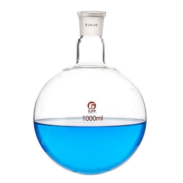 

lab supplies quality single neck flask thickened high borosilicate 3.3 glass 50ml 150ml 250ml 500ml 1000ml round bottom standard caliber