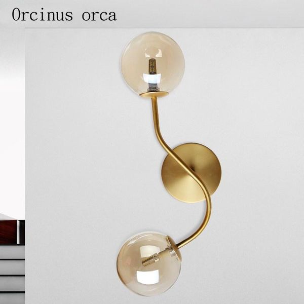 

wall lamp nordic post-modern magic bean glass ball bedroom bedside personalized creative double head