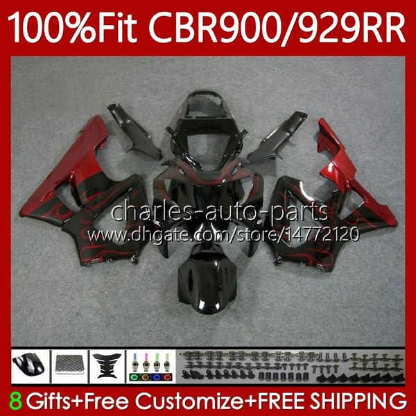 Spritzgusskörper für HONDA CBR900 CBR929 CBR 929RR 900RR 900 929 Rote Flammen RR CC 00 01 Karosserie 68Nr. 26 900CC 929CC CBR929RR 00-01 CBR900RR 2000 2001 OEM-Verkleidung