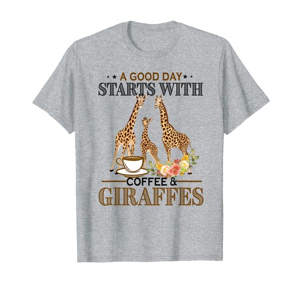 

a good day starts with coffee giraffe gift shirt t-shirt, White;black