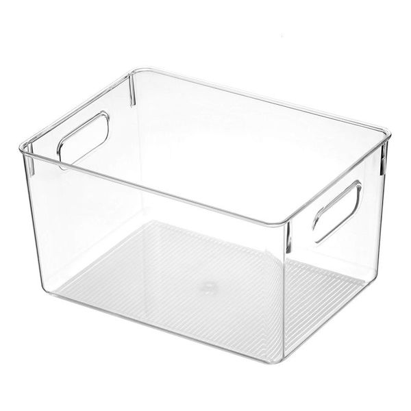 

storage bottles & jars 4pcs clear pantry organizer bins household plastic food basket with cutout handles for kitchen, counter #2021