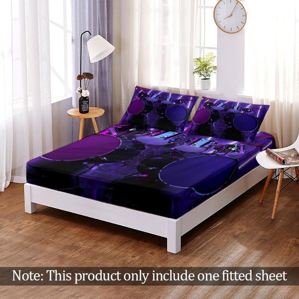 

sheets & sets 3d print custom fashion drum kit fitted sheet mattress cover four corners with elastic band modern music bed adult