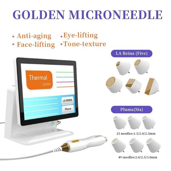 

leg shaper tixel fractional rf micro needle machine two handles with 4 kinds of tips automatic microneedle age spot laser removal equipment