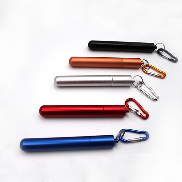

drinking straws reusable bar accessories pure color round bottom 304 stainless steel 1set pipette portable modern style with brus