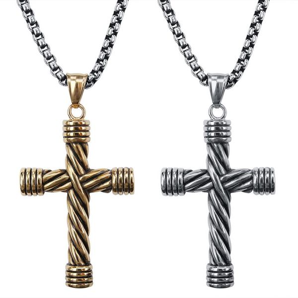 

pendant necklaces zs rock roll cross necklace gold&silver color 316l stainless steel jewelry for men punk biker