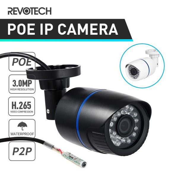 

cameras poe audio 3mp h.265 ip camera 24led ir 1296p / 1080p waterproof outdoor security onvif surveillance video cctv cam