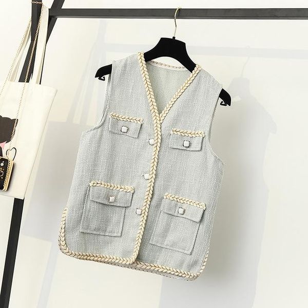 

women's vests fashion tweed sleeveless jacket coat women spring autumn ladies casual vest waistcoat female gilet plus size oversize, Black;white