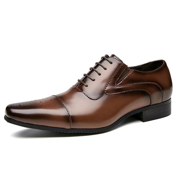 

dress shoes men oxford genuine leather bullock handmade lace up formal wedding for, Black