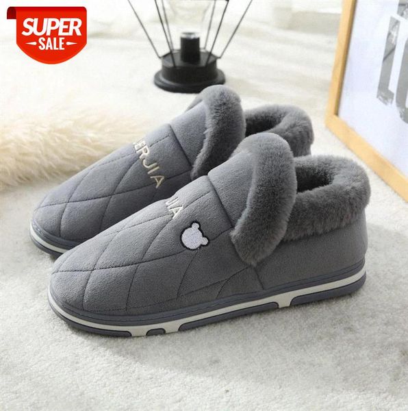 

weh plus size 49 plush warm home slippers for men room slippers patchwork velvet rubber slipper man casual winter slippers men #wg7v, Black
