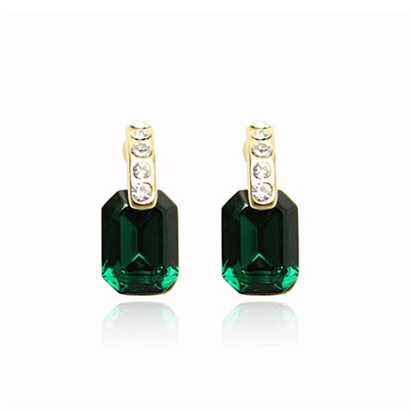 

design jewelry ol temperament female korean emerald crystal earrings, Golden;silver