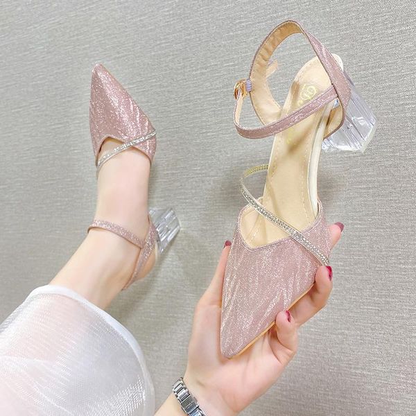 

sandals all-match female shoe spring shoes large size high heels bling summer women's woman 2021, Black