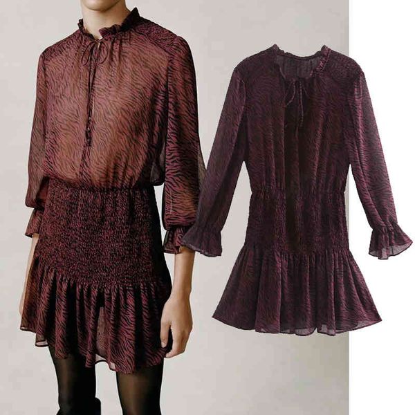 

casual dresses women autumn animal printing folds dress girl long sleeve o neck slim mini cwob, Black;gray