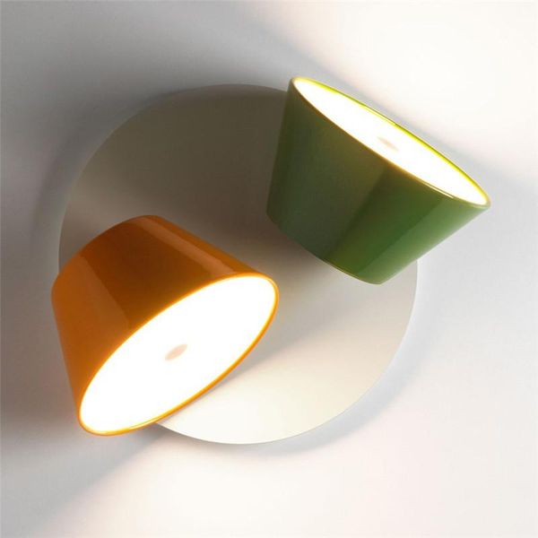 

modern 2 heads metal glass drum wall lamp multi-colour random combinate restaurant bar villa el sconce wa157