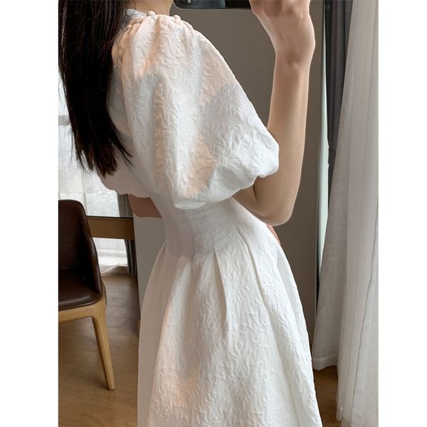 

gogol white summer 2021 new slim waist dress, Black;gray